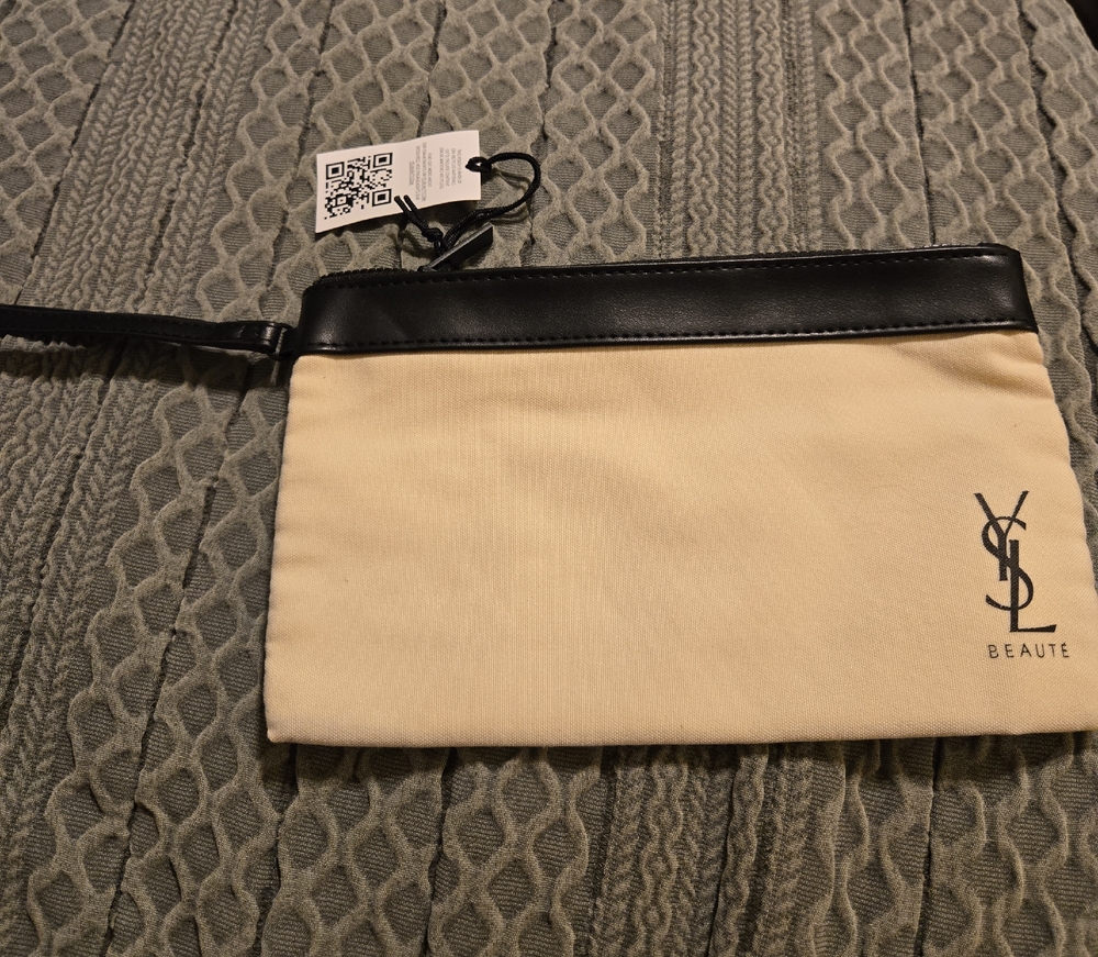 Yves Saint Laurent Black and Cream Toiletry Bag